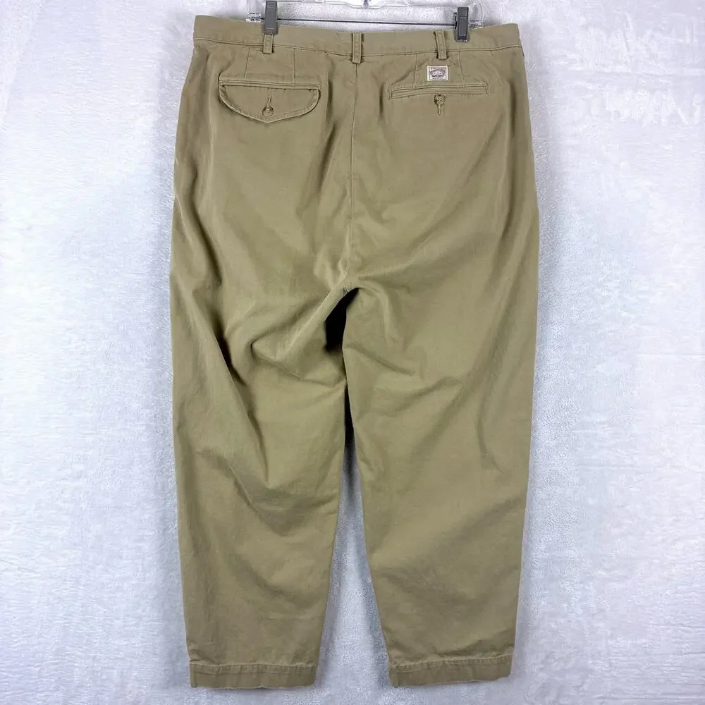 Polo Ralph Lauren Pants Men 38x31 Beige Twill Field Chino Pleated Preppy Classic